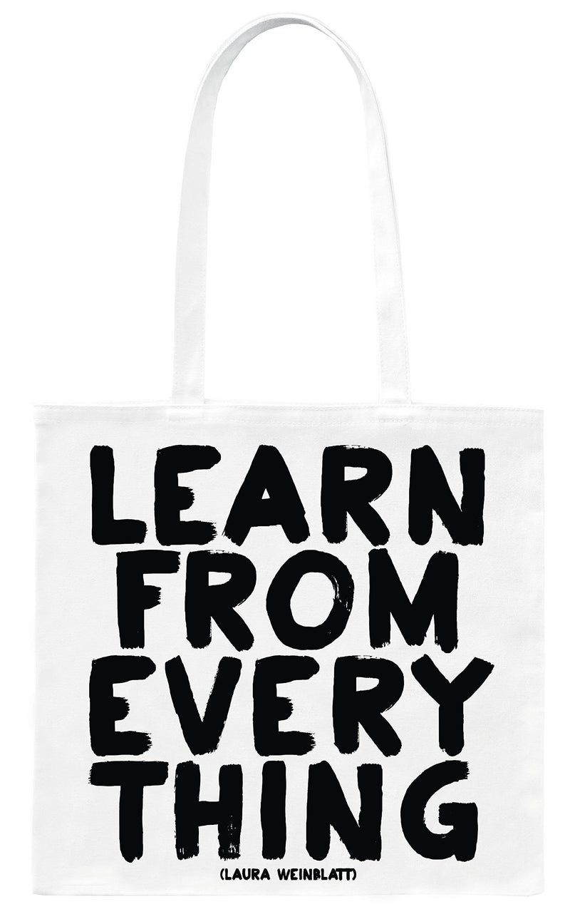 Quotables "Learn From Everything Quote Cotton Canvas Tote Bag 14" X 14"